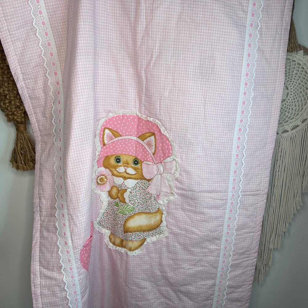 Vintage Homemade Retro Cat Kitty Hollie Hobbie Nursery Blanket